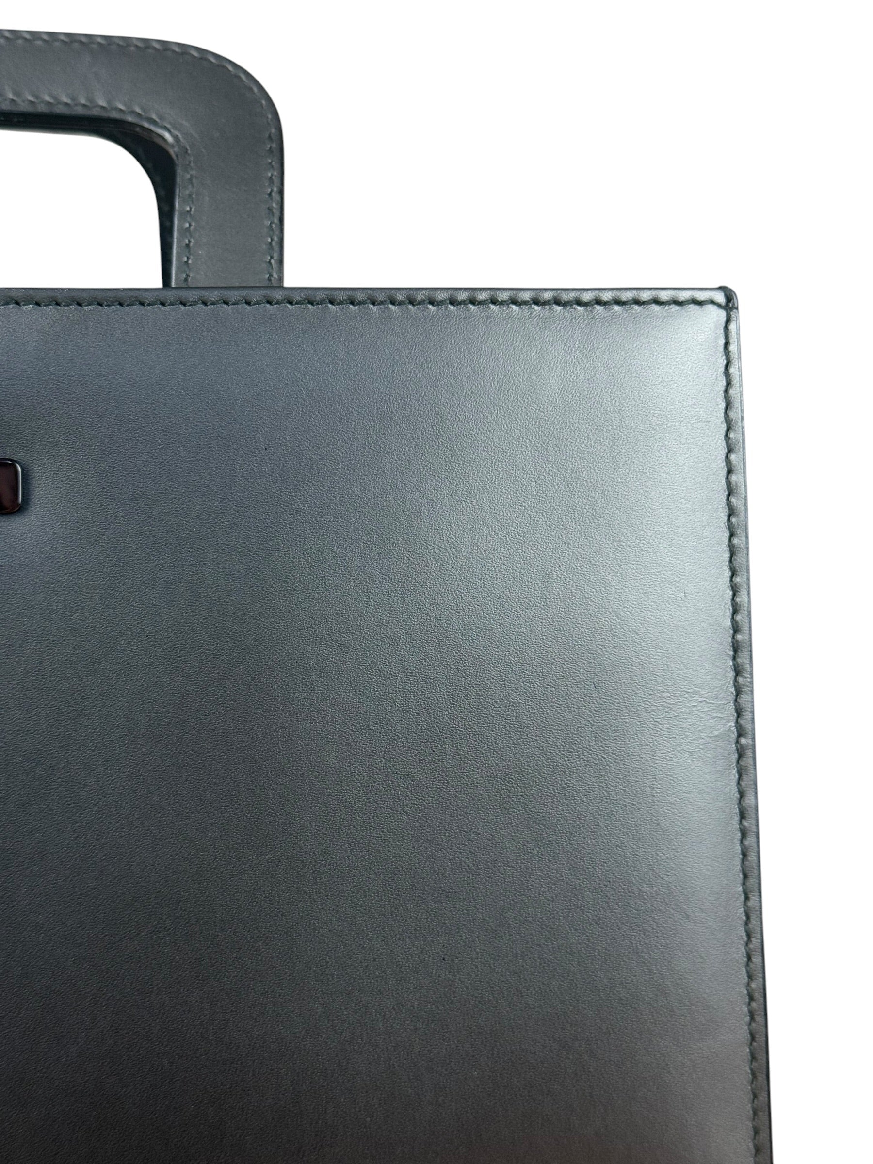 Gucci Grey Leather Retractable Top Handle Square 2-Way Satchel Bag
