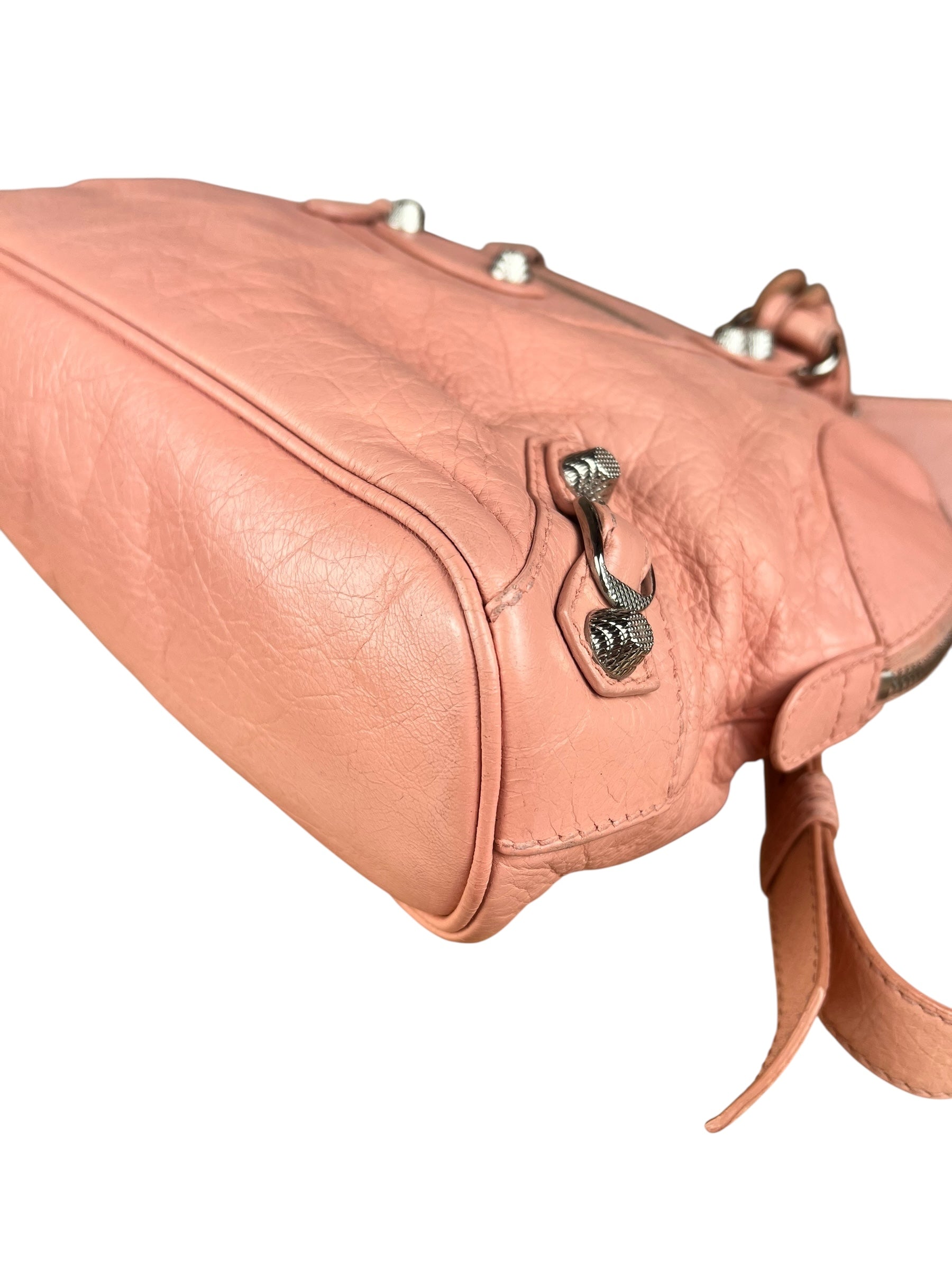 Balenciaga Pink Moto Leather Dome 2Way City Bag