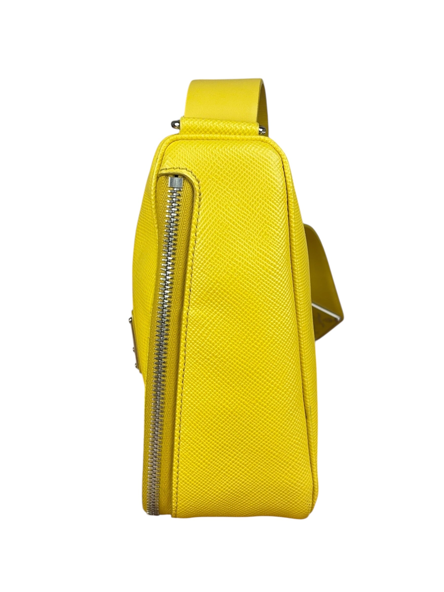 Prada Yellow Saffiano Leather Triangle Shoulder Bag