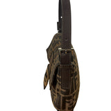 Fendi Brown Leather Trim Baguette
