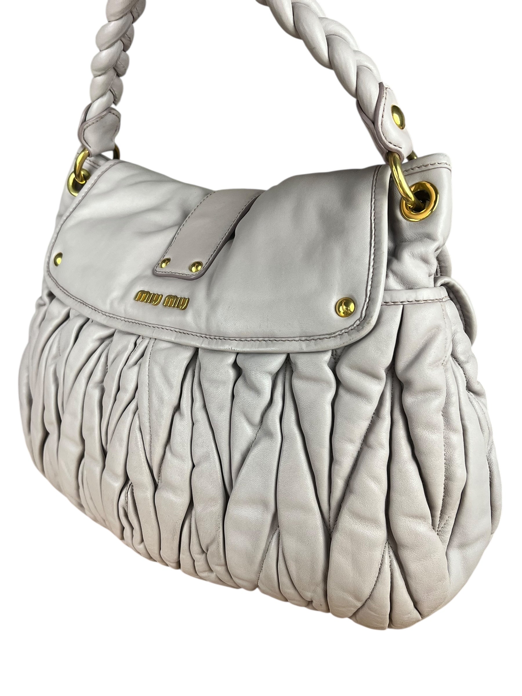 Miu Miu Lilac Nappa Leather Shoulder Bag