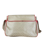 Celine Vintage Macadam Print Red Lined Flap Messenger Bag