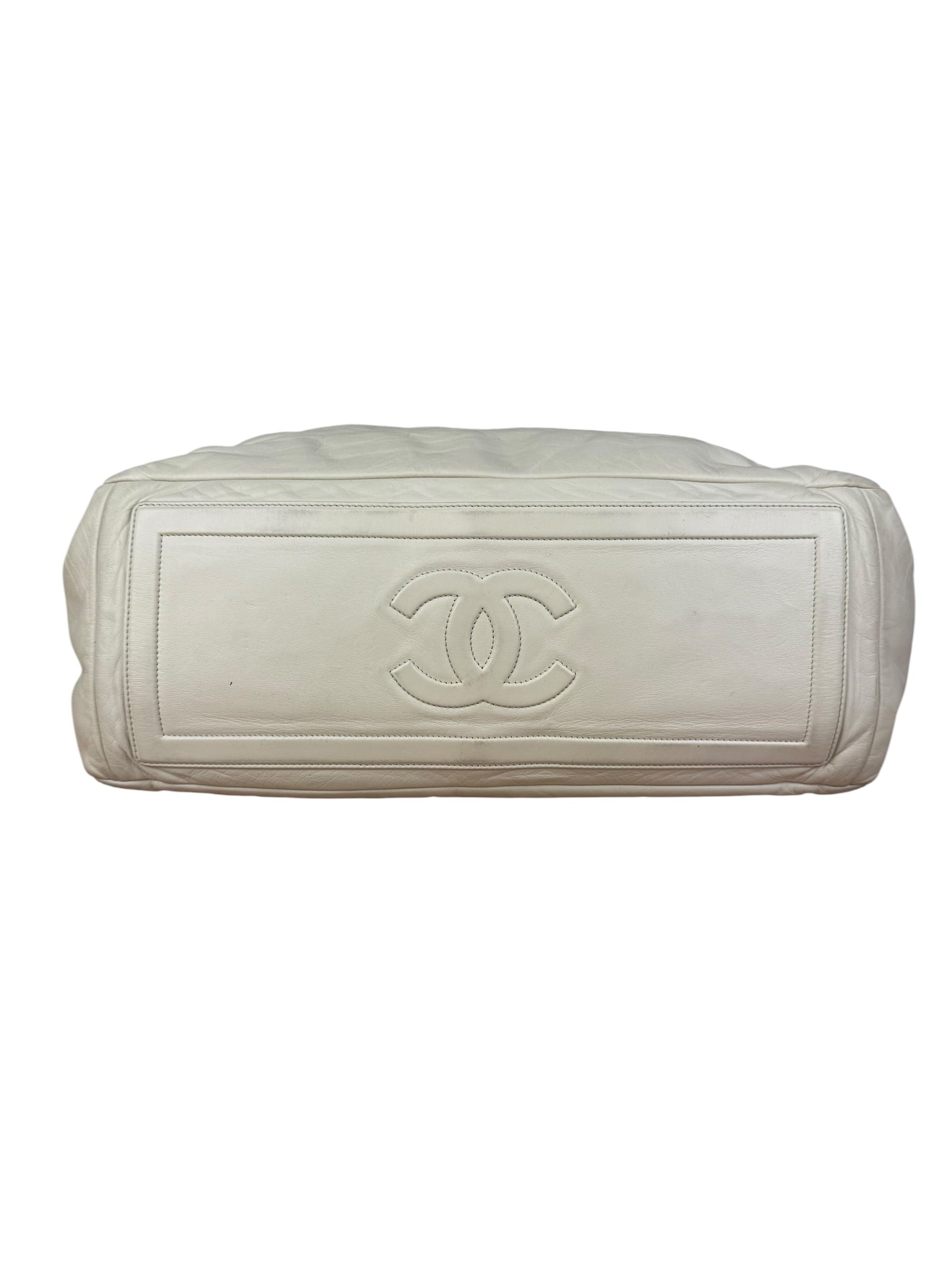 Chanel Coco Cocoon Ivory Puff Leather Boston Handbag 2009