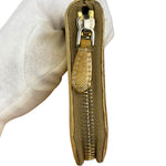 Prada Metallic Gold Saffiano Leather Zip-Around Wallet
