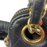 Chanel Vintage Black Quilted Leather Shoulder Bag 1987