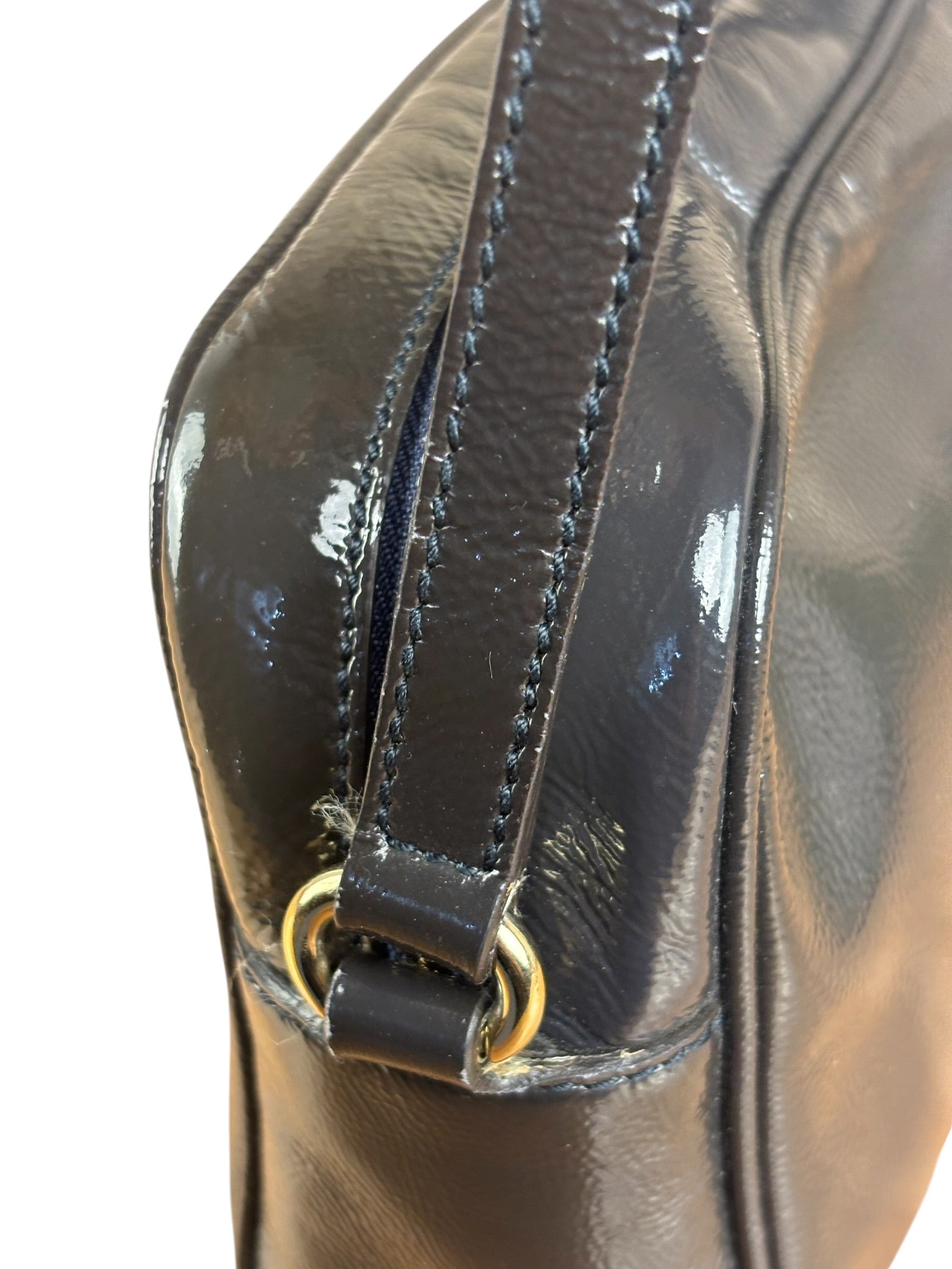 Gucci Glossy Grey Patent Leather Soho Disco Crossbody Bag