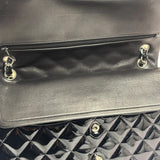 Chanel Black Quilted Patent Leather Double Flap Bag 2011
