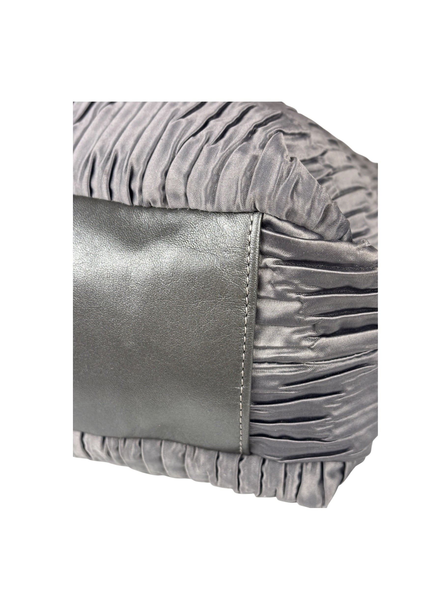 Coach Vintage Metallic Grey Leather Ashley Gathered Sateen Satchel Shoulder Bag
