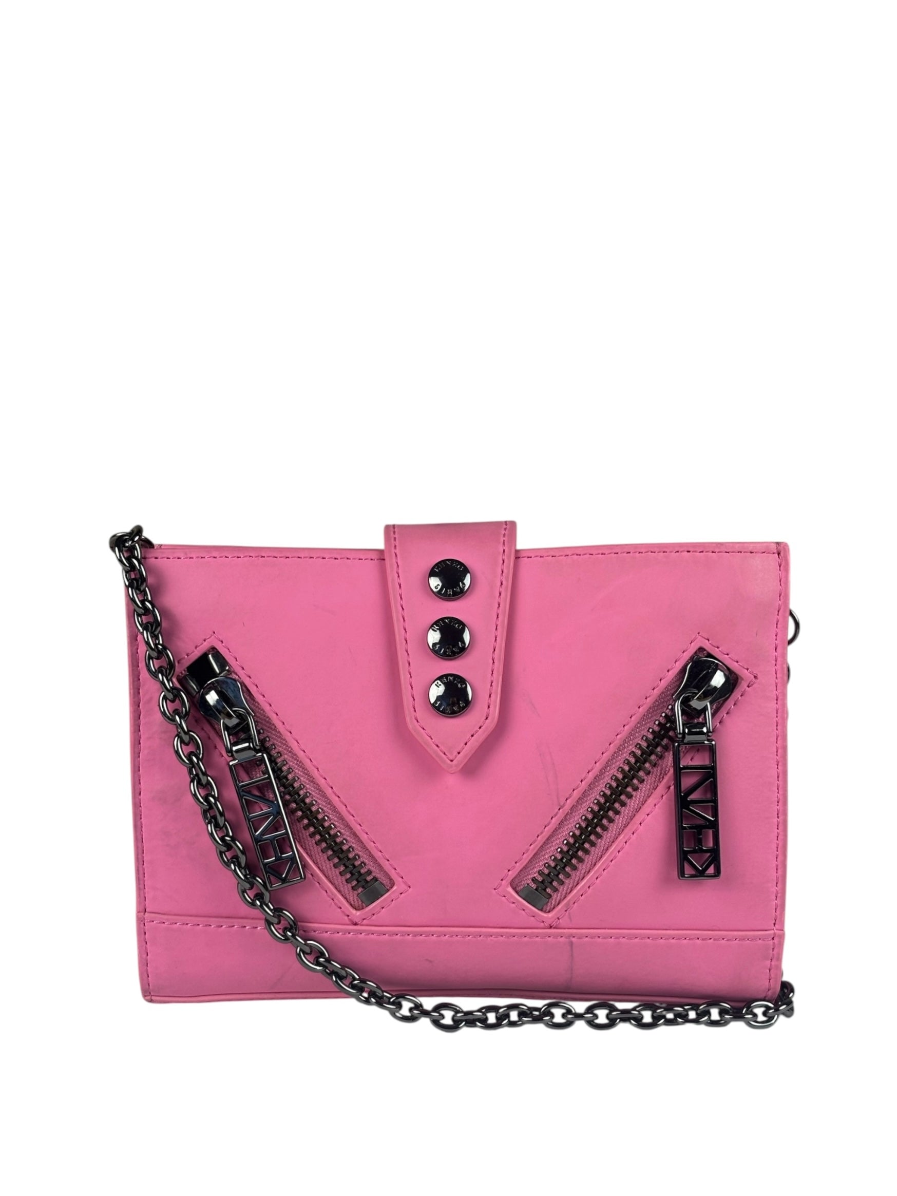 Kenzo Kalifornia Pink Leather Wallet On Chain
