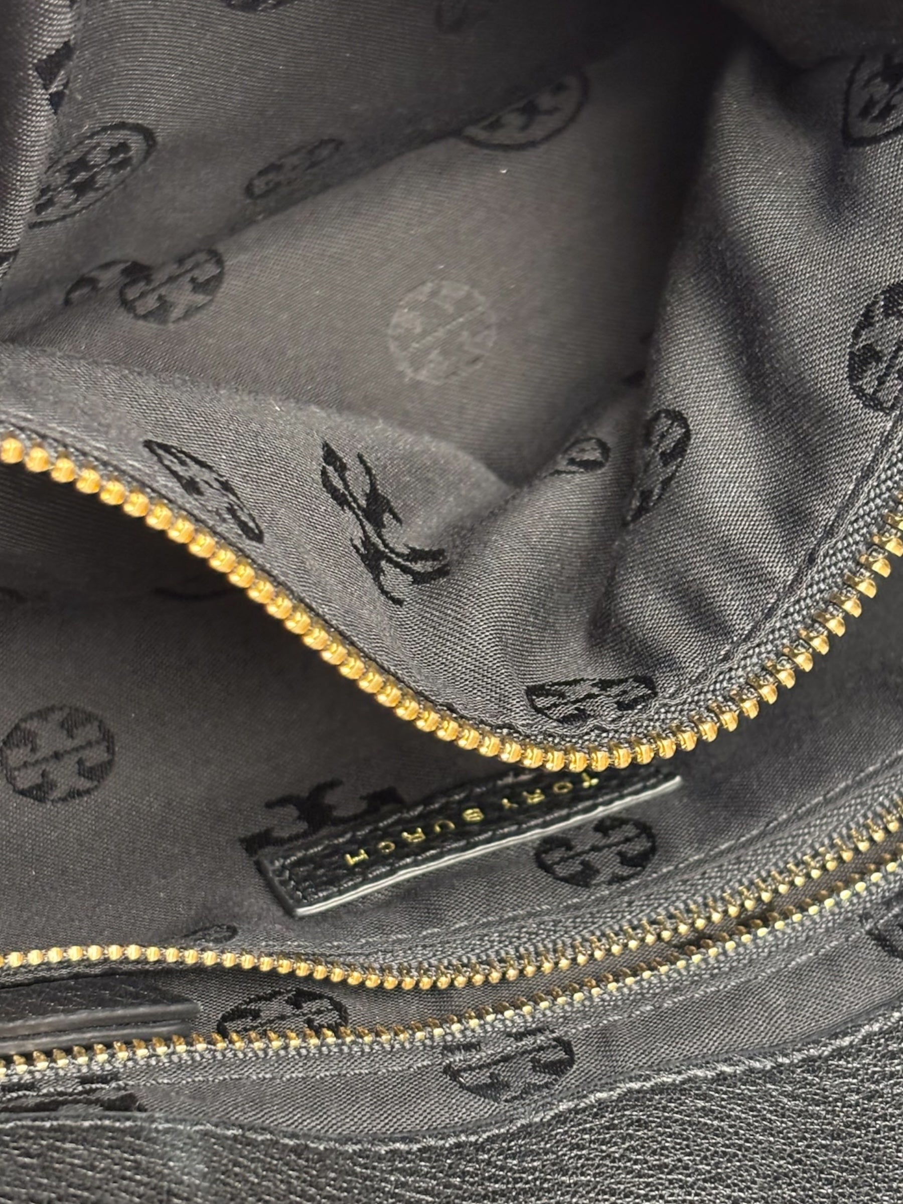 Tory Burch Black Marion Whipstitch Flap Shoulder Bag