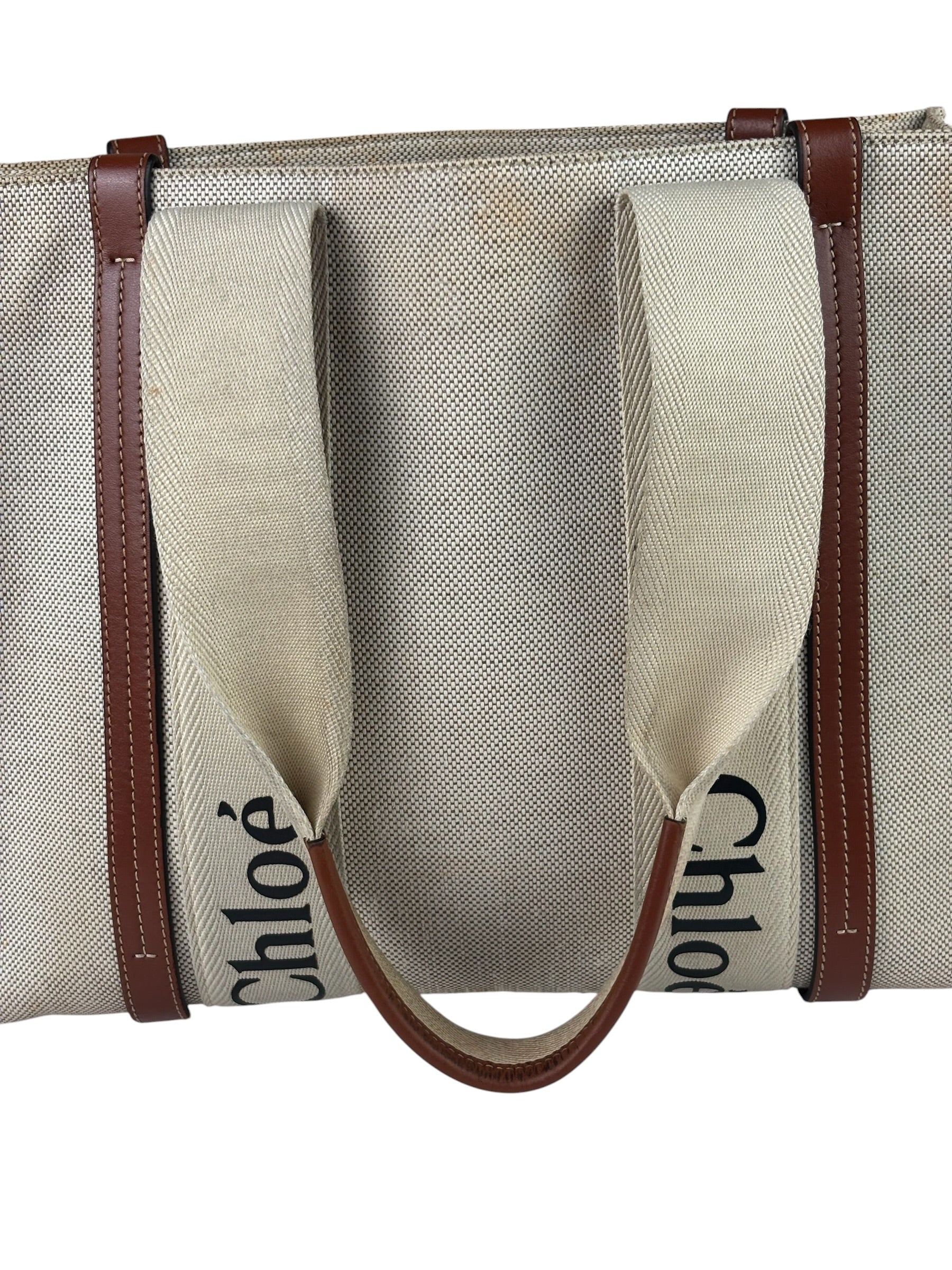 Chloé Canvas Beige/Brown Medium Woody Tote
