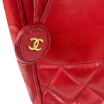 Chanel Red Quilted Lambskin Chain Tote Bag 1990