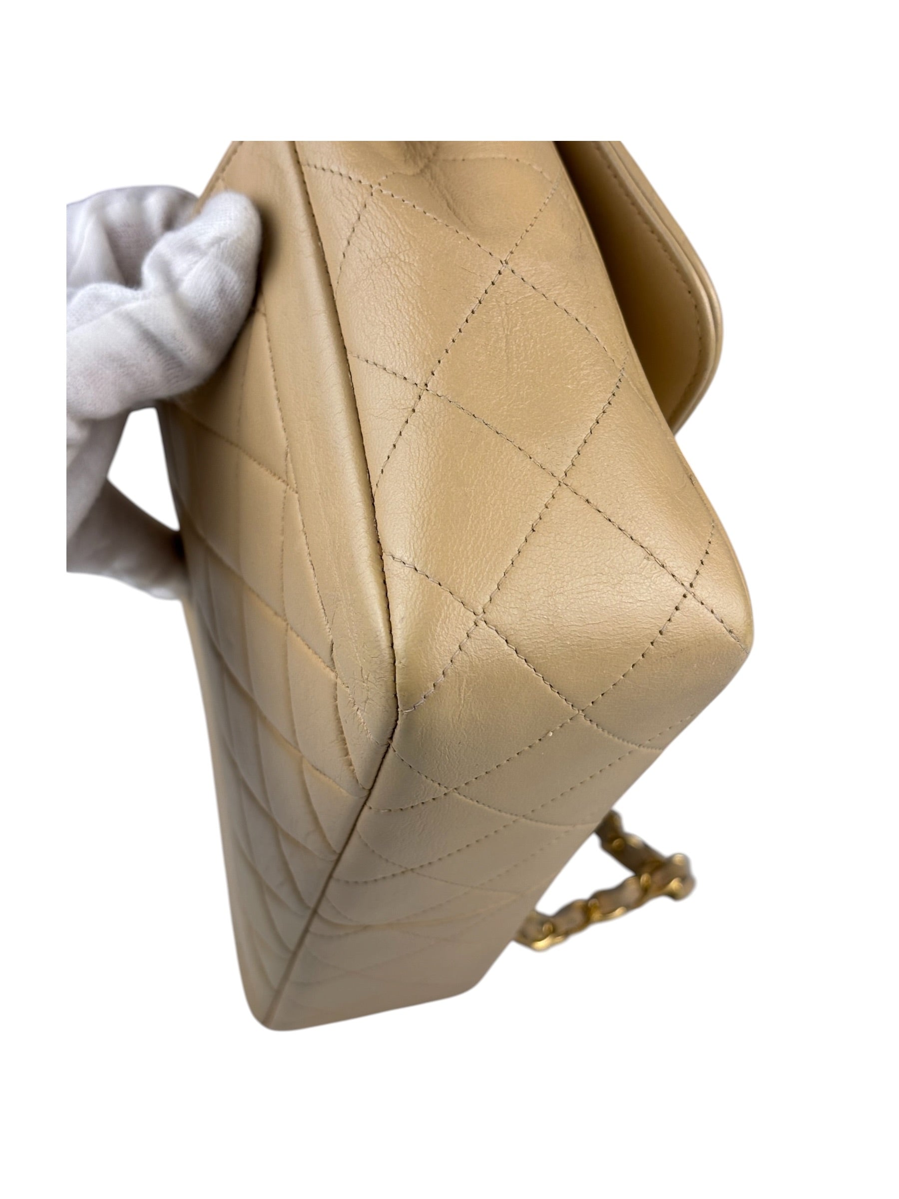 Chanel Vintage Beige Clair Quilted Leather Classic Flap Shoulder Bag 1955