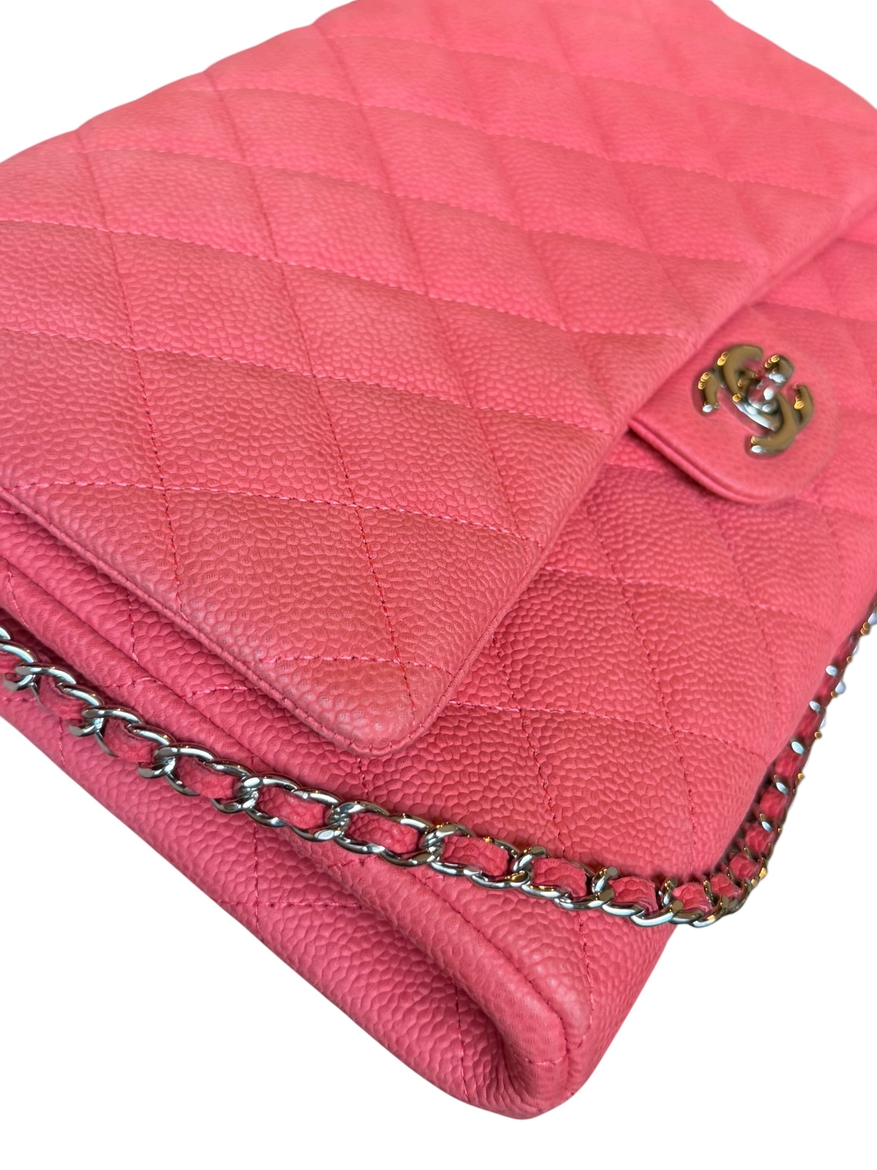 Chanel Coral Pink Matte Quilted Caviar Flap Shoulder Bag 2012