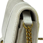 Balenciaga White Crocodile Embossed Hourglass Wallet On Chain