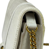 Balenciaga White Crocodile Embossed Hourglass Wallet On Chain