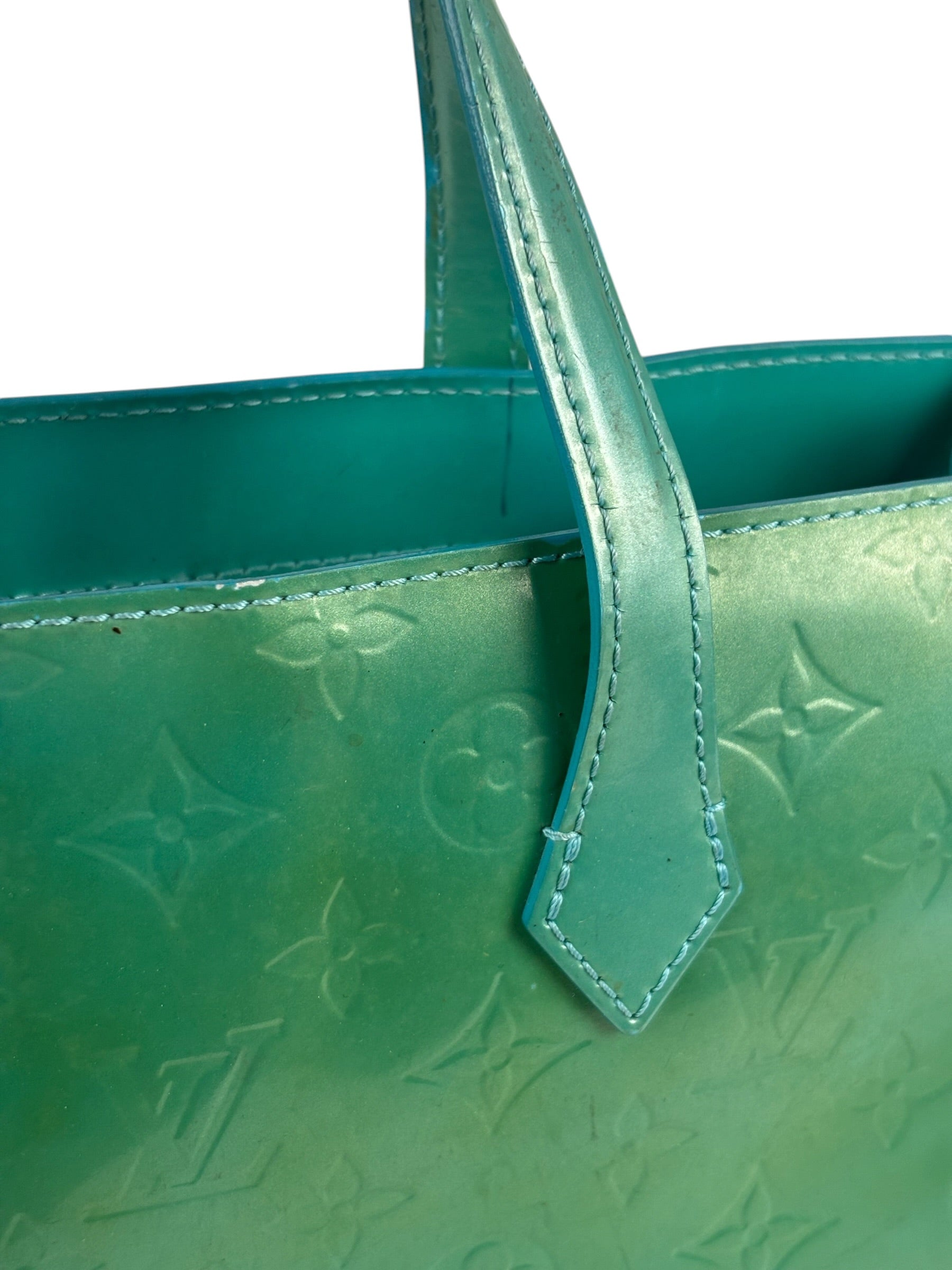 Louis Vuitton Vintage Teal Monogram Vernis Wilshire PM Tote