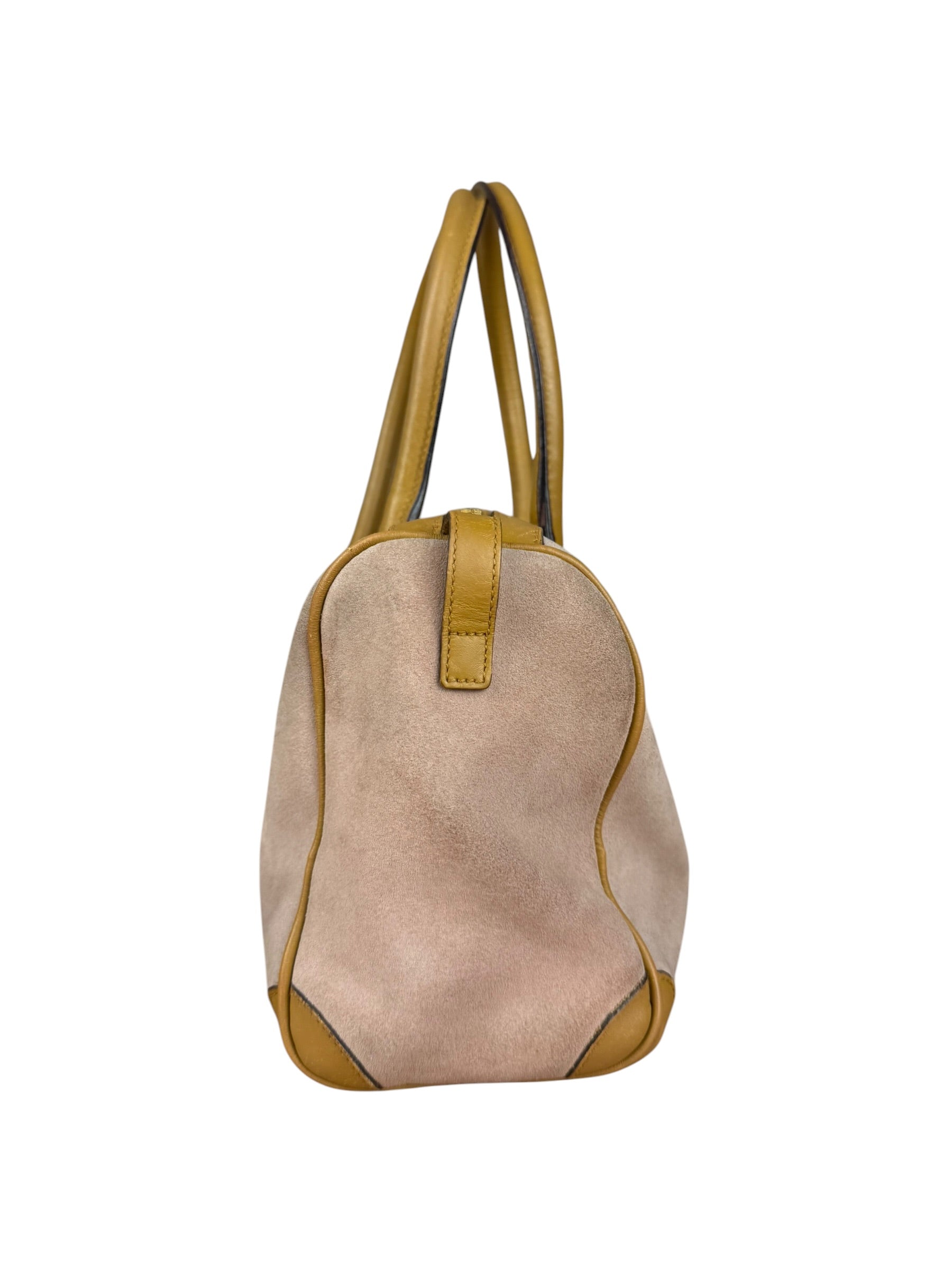 Gucci Vintage Pink Suede Mini Boston Handbag