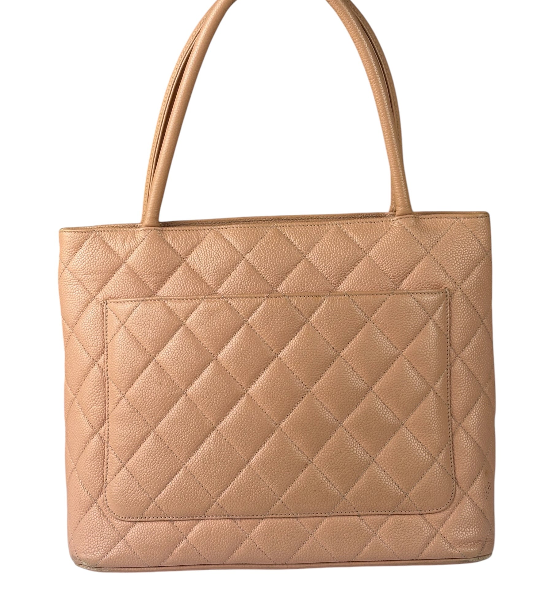 Chanel Vintage Light Pink Caviar Leather Medallion Tote Bag 2000s