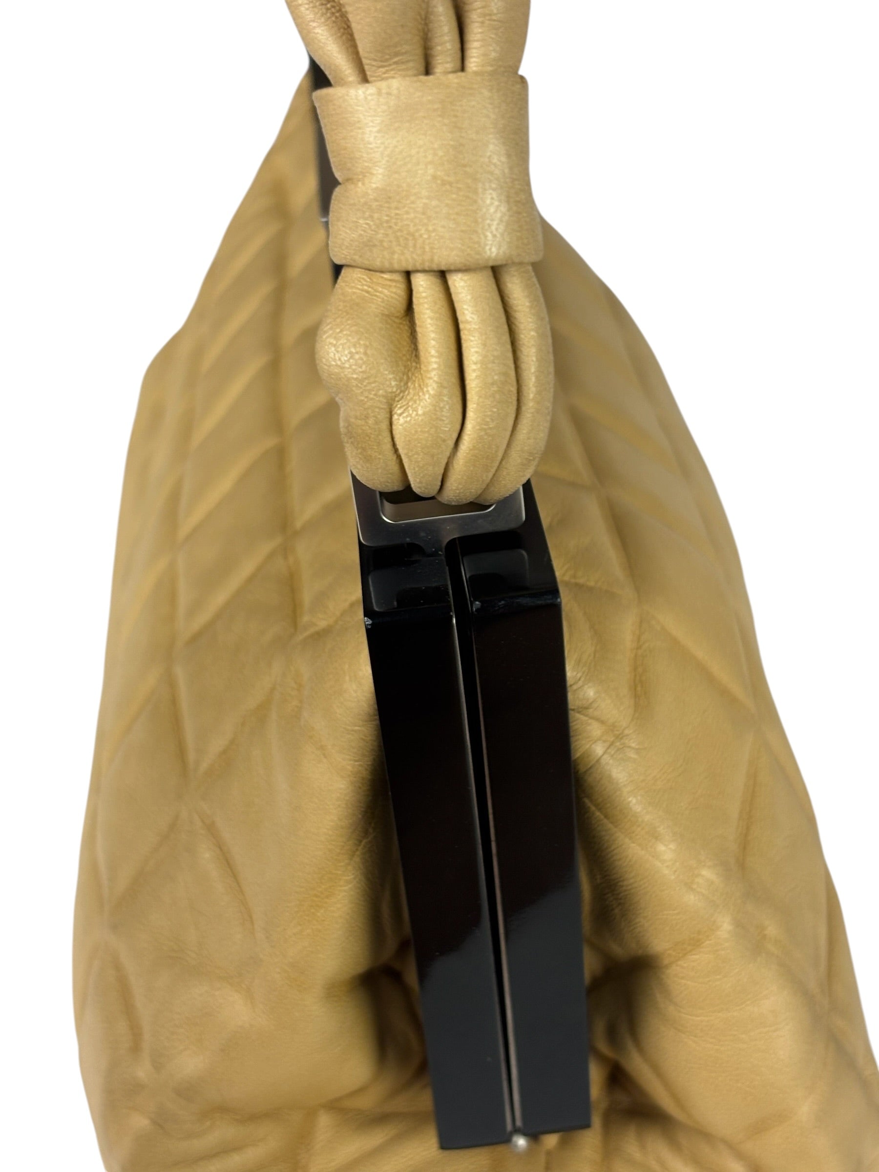 Chanel Beige Lambskin Chocolate Bar Frame Handbag 2002