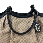 Gucci Beige Leather Trim Diamante Canvas Sukey Tote