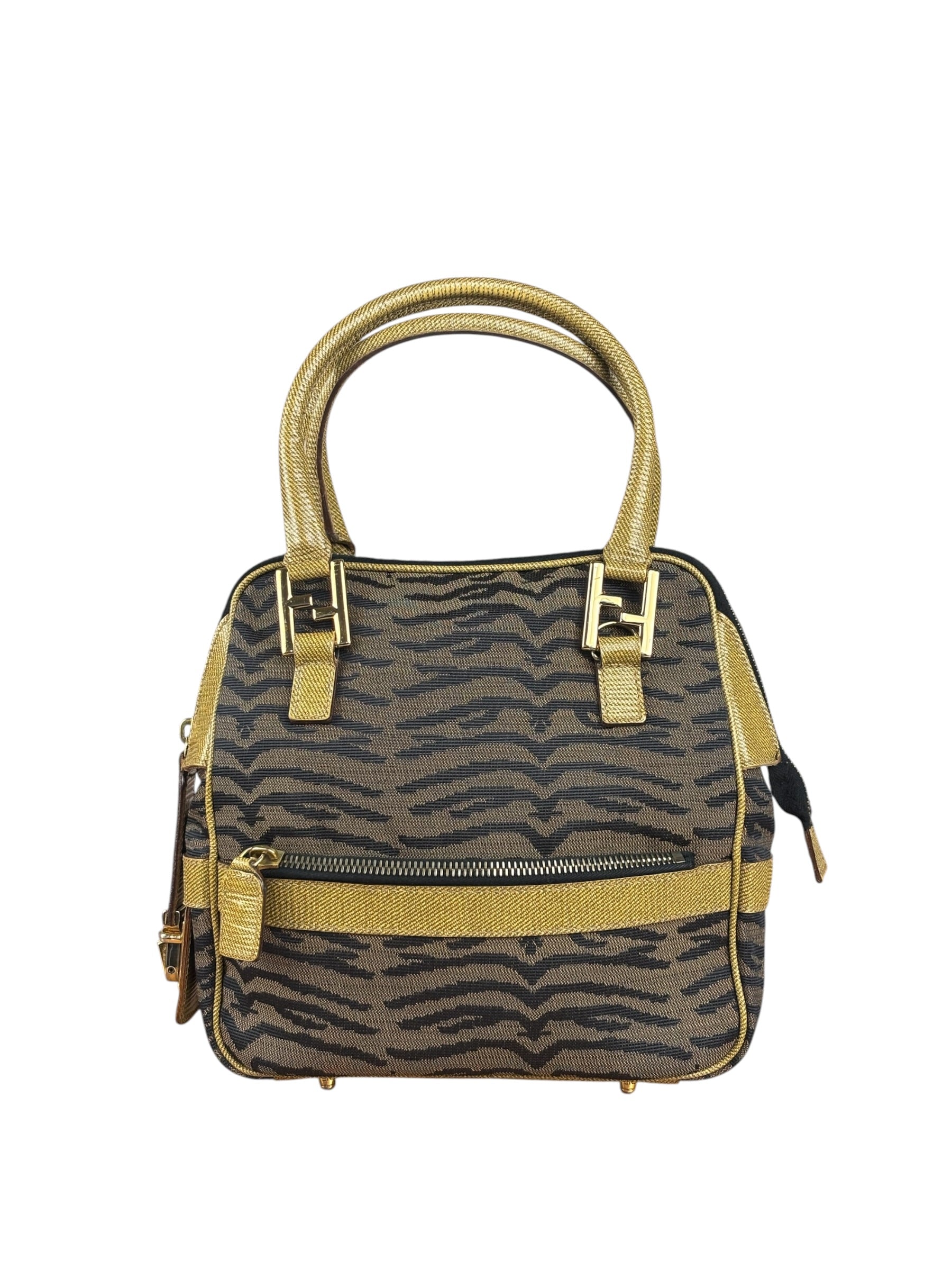 Fendi Vintage Tiger Print Mini Bowler Bag