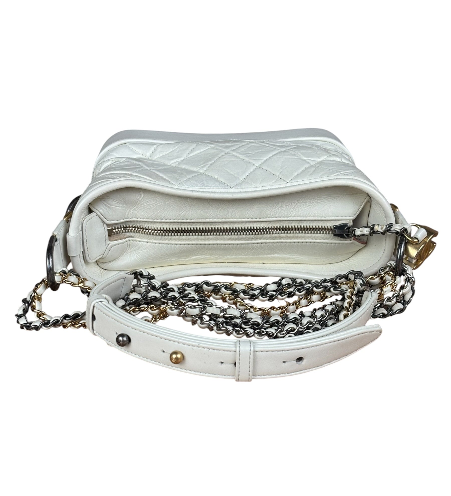 Chanel White Quilted Leather Small Gabrielle Hobo Bag 2019
