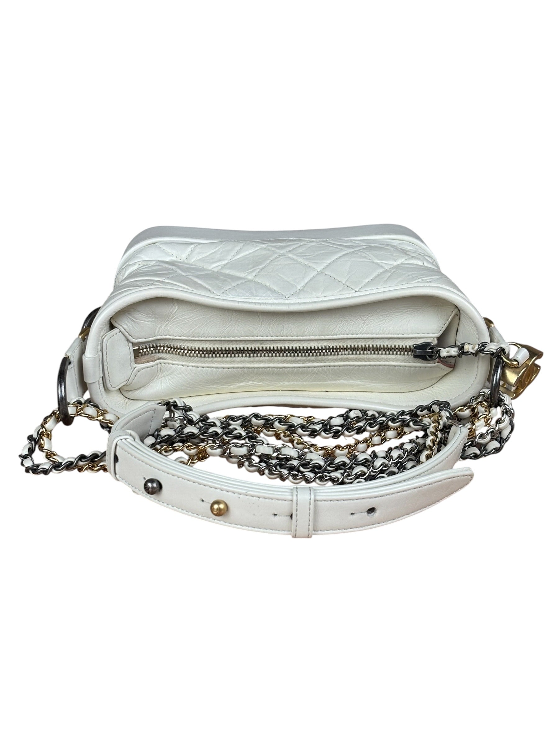 Chanel White Quilted Leather Small Gabrielle Hobo Bag 2019