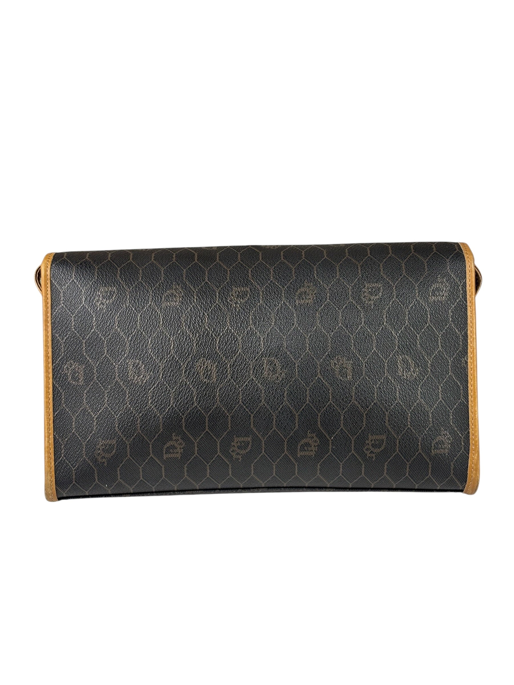 Christian Dior Vintage Brown Leather Honeycomb Shoulder Bag