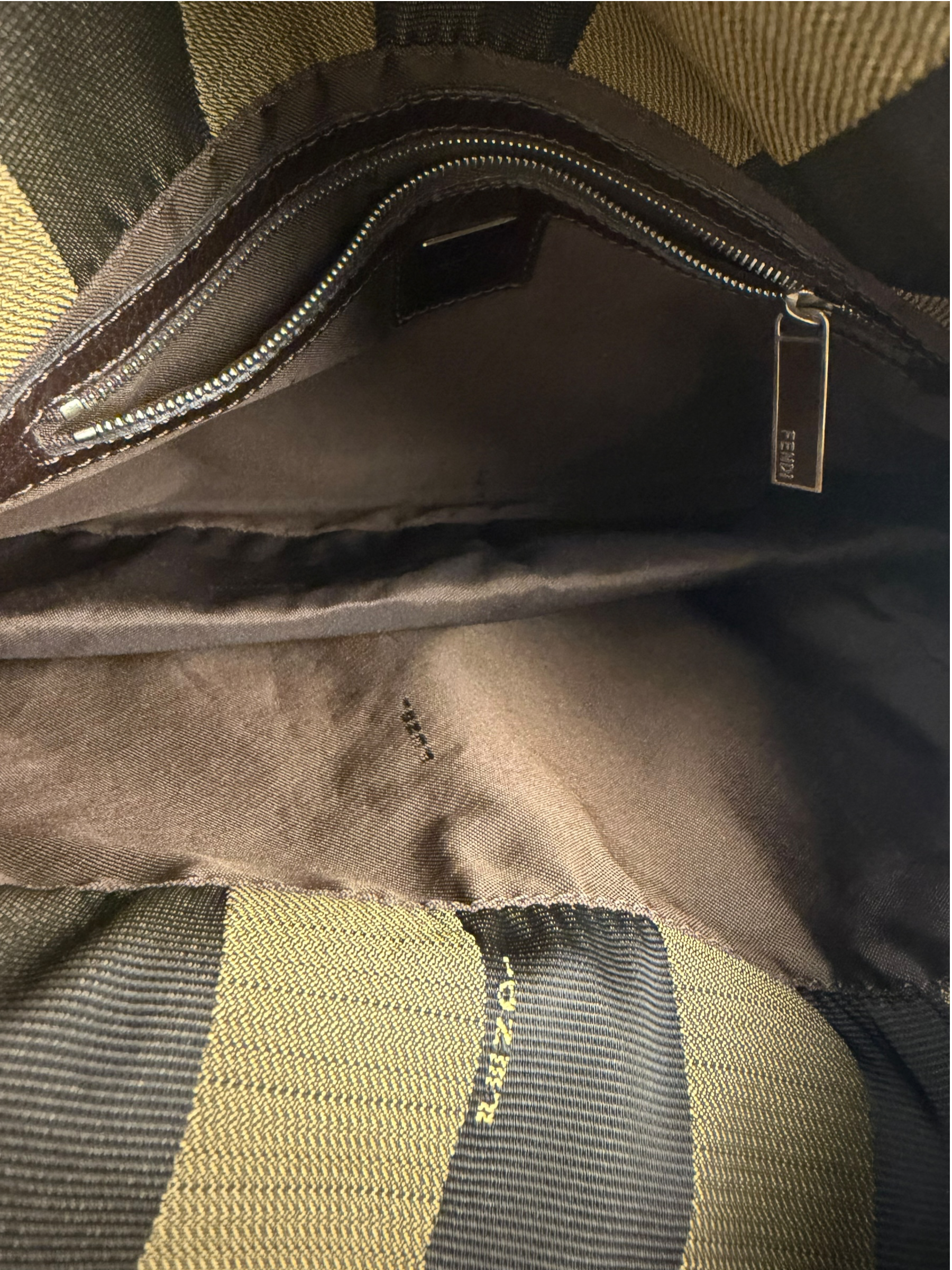Fendi Green/Black Leather Trim Pequin Stripe Hobo Bag
