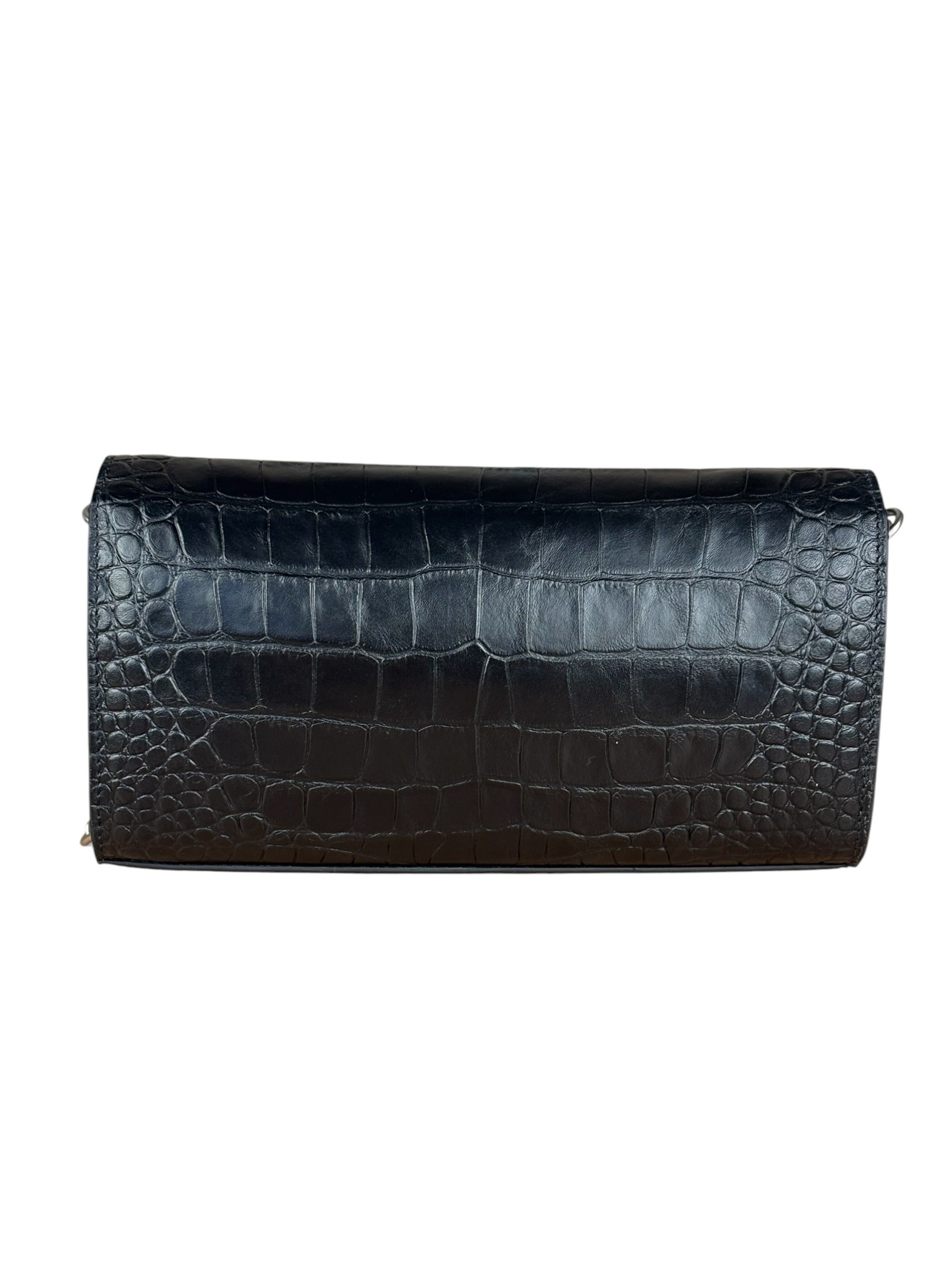 Balenciaga Black Croc Embossed Le City Clutch