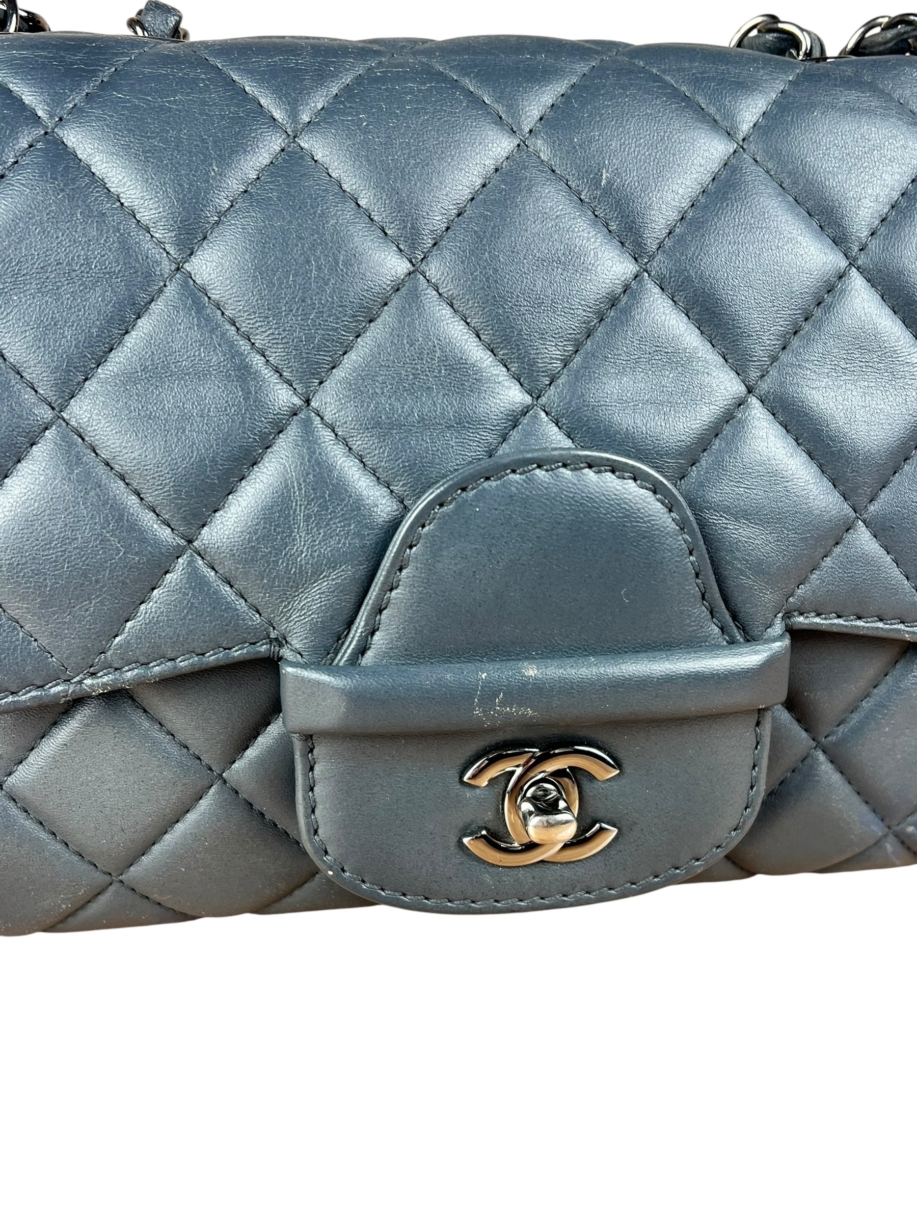 Chanel Dark Grey Quilted Leather Loop Flap Bag 2014