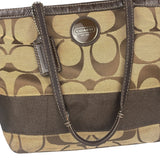 Coach Brown Leather Trim Signature Canvas Tote Bag