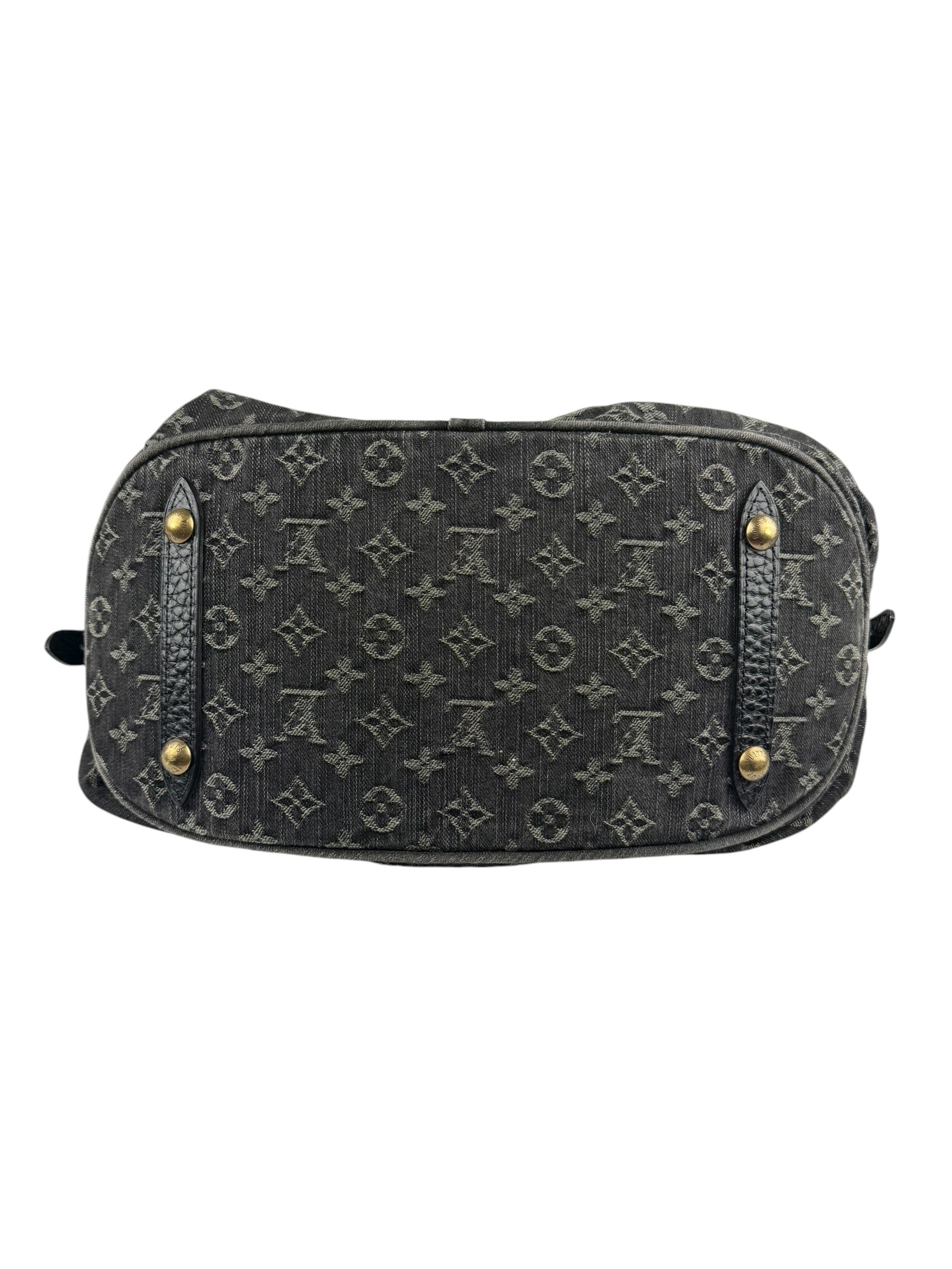Louis Vuitton Black Denim Mahina Hobo Bag XL