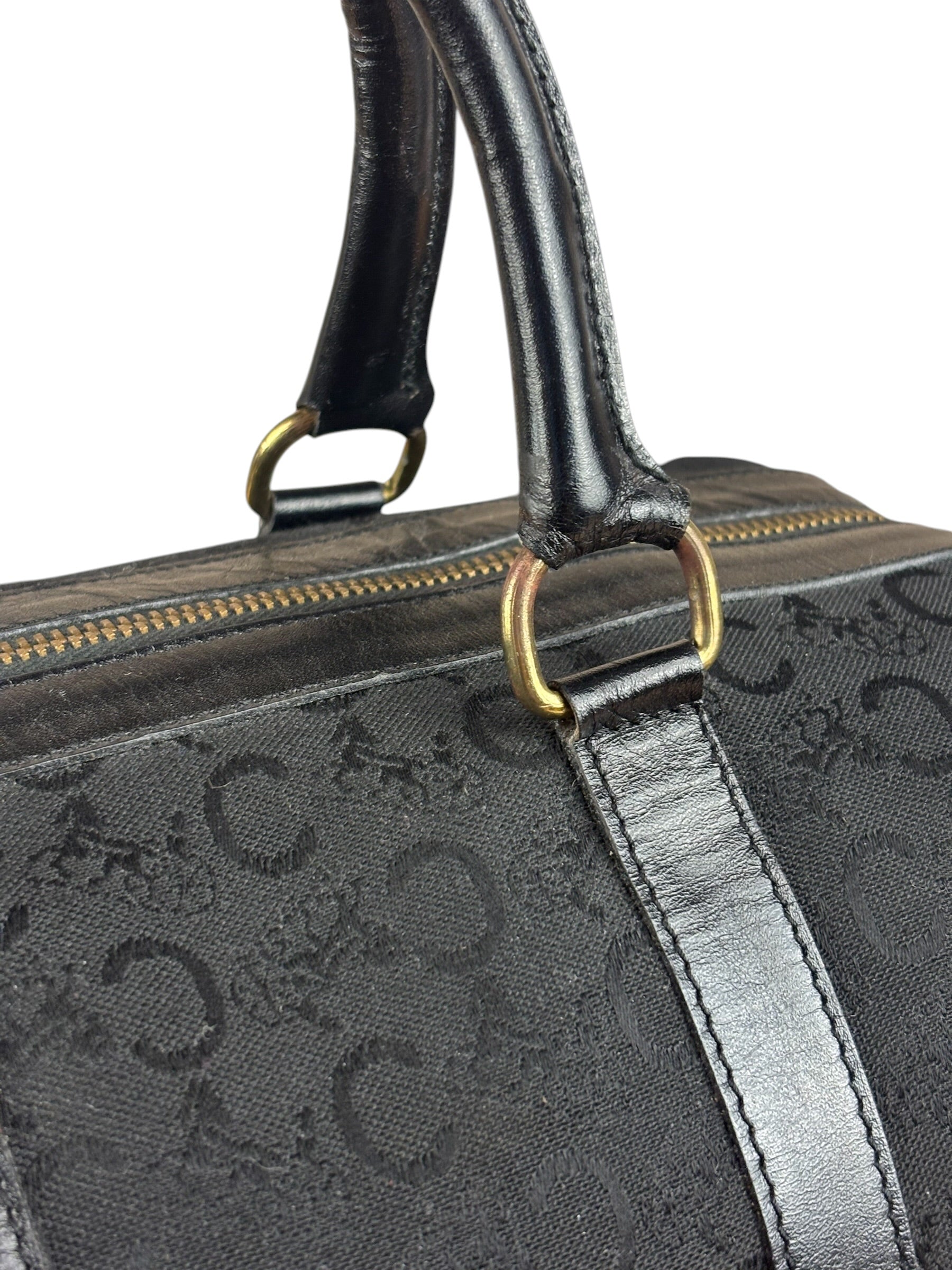 Celine Black Leather Wear Macadam Monogram Mini Boston Bag