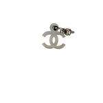 Chanel Silver-Tone Hoop CC Drop Earrings