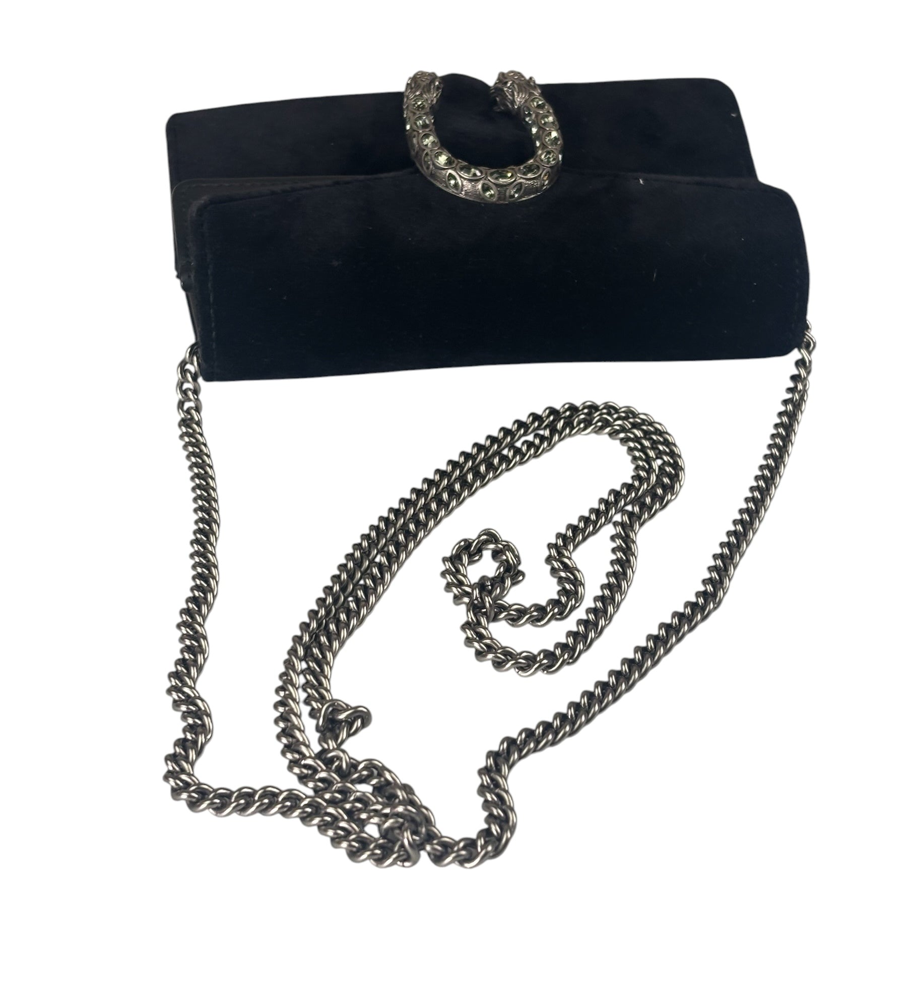 Gucci Black Velvet/Leather Trim Dionysus Super Mini Shoulder Bag