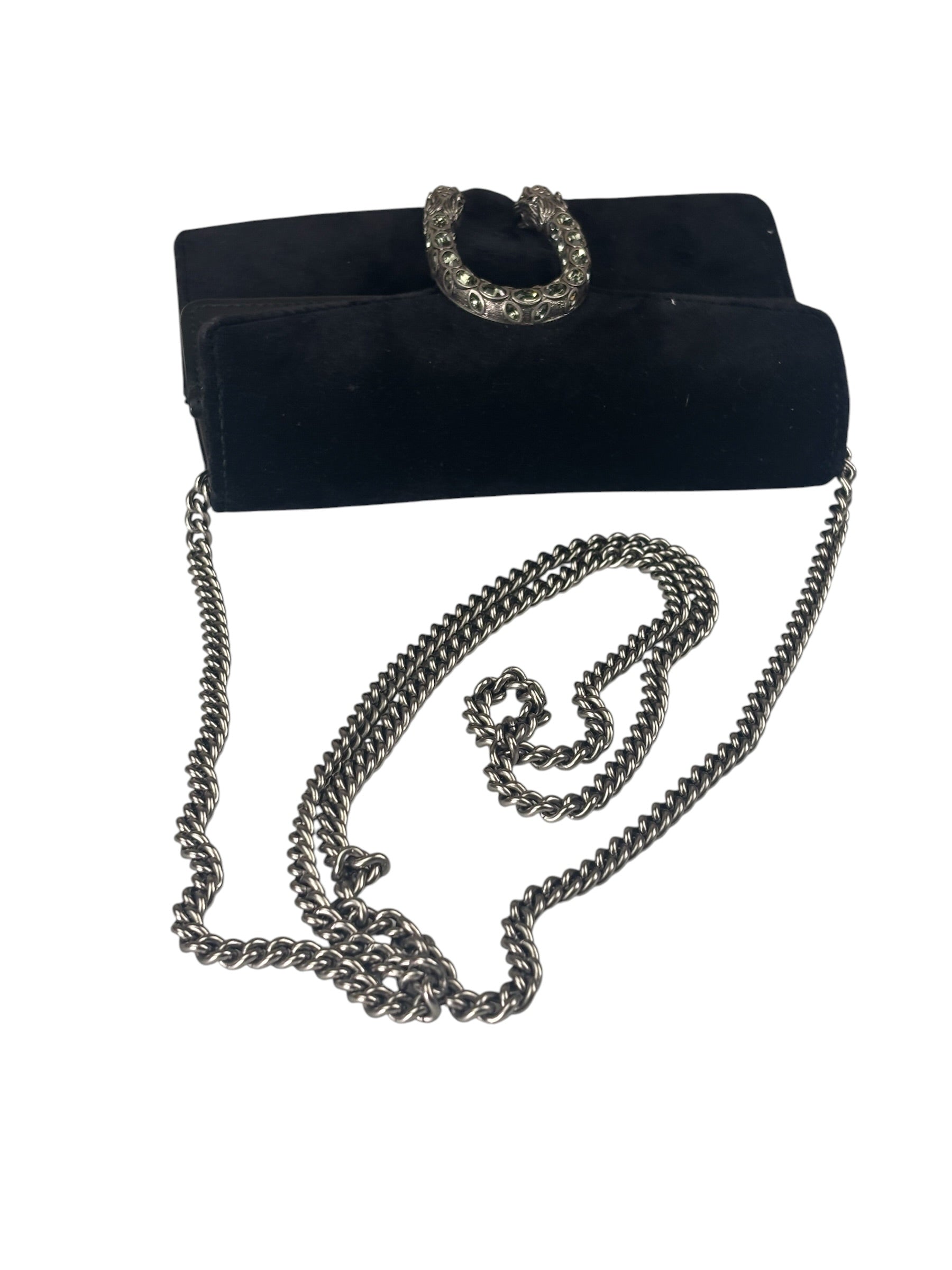 Gucci Black Velvet/Leather Trim Dionysus Super Mini Shoulder Bag