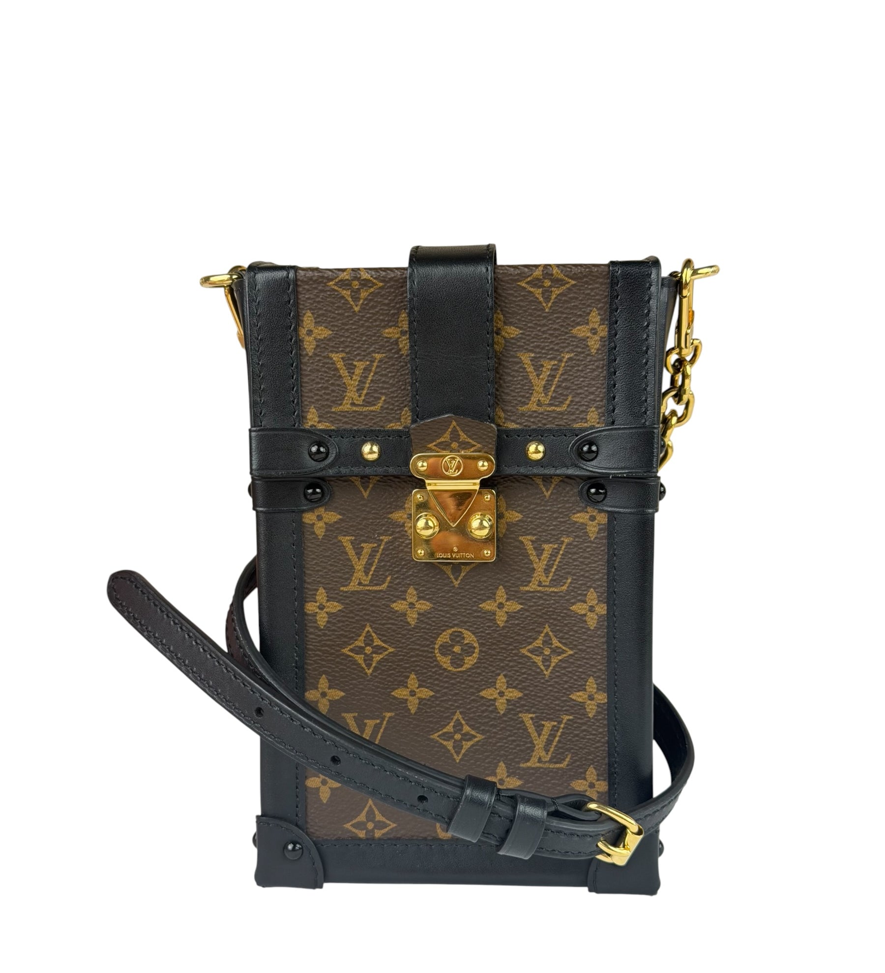 Louis Vuitton Black Monogram Vertical Trunk Pochette