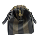 Fendi Brown/Black Leather Pequin Boston Bag