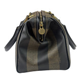 Fendi Brown/Black Leather Pequin Boston Bag