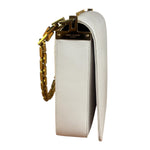 YSL White Chevron Quilted Babylone Chain Flap Shoulder Bag