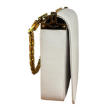 YSL White Chevron Quilted Babylone Chain Flap Shoulder Bag