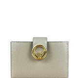 Fendi F Grey Leather Card Case