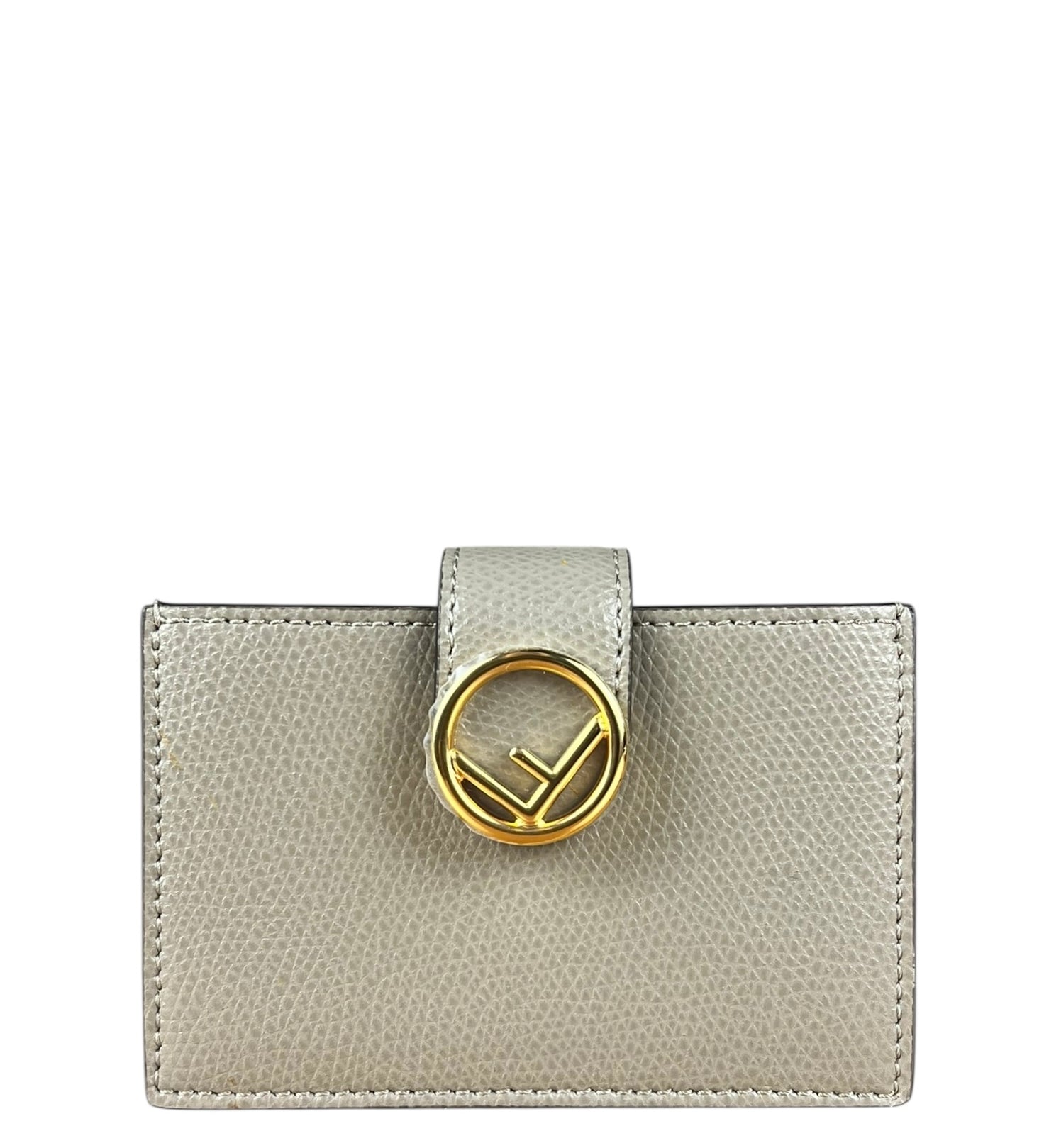 Fendi F Grey Leather Card Case