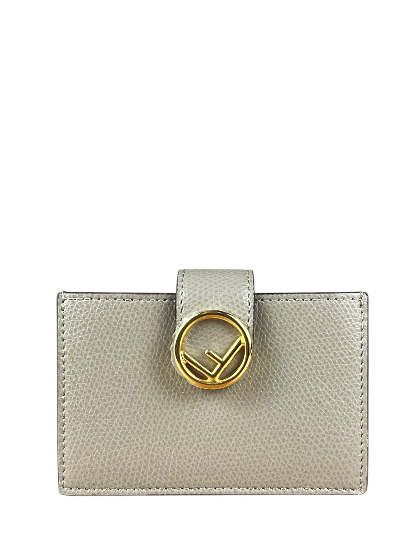 Fendi F Grey Leather Card Case