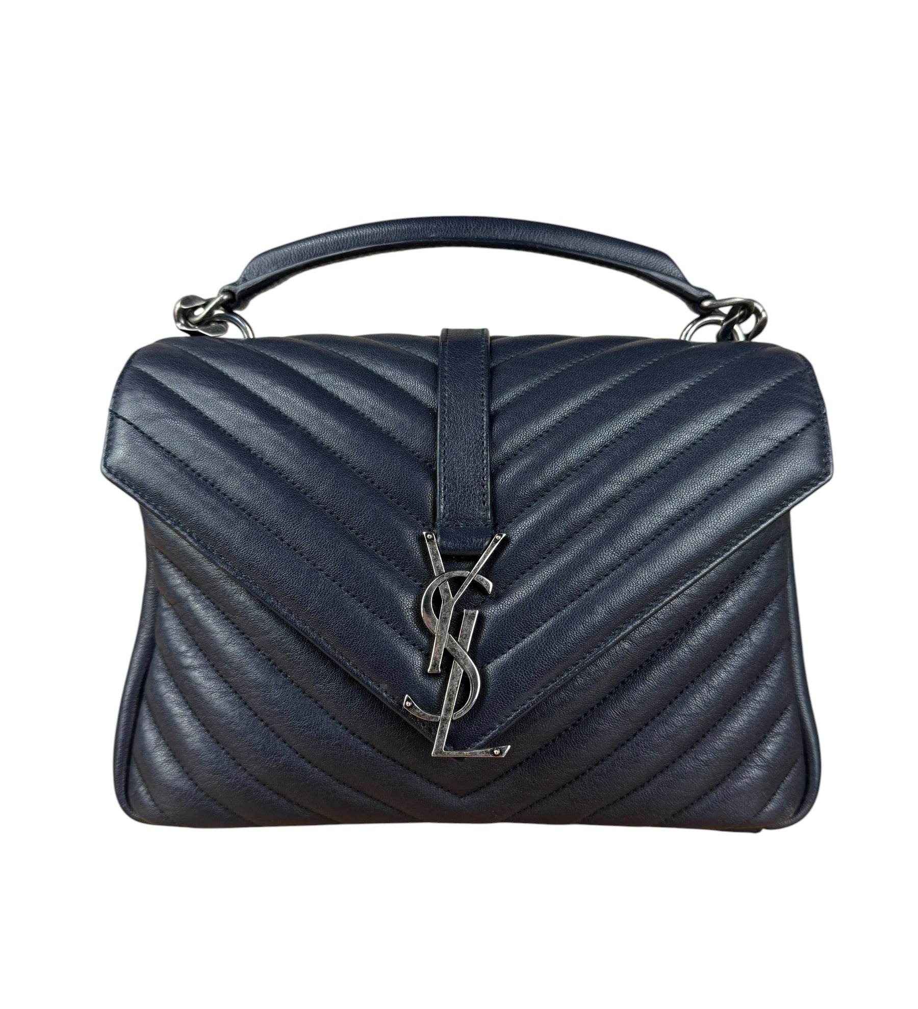 YSL Navy Chevron M College 2Way Bag