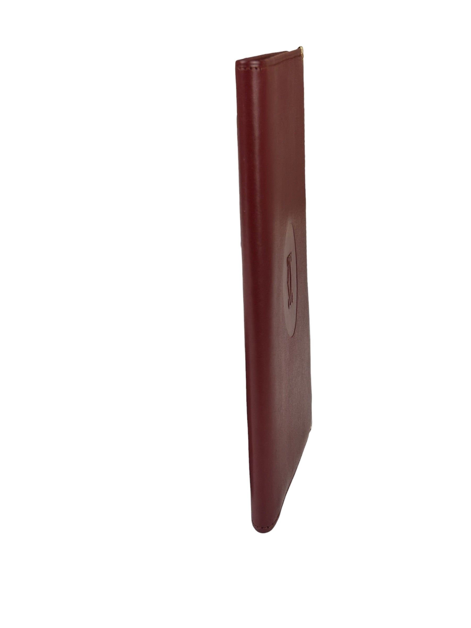 Cartier Vintage Burgundy Leather Bordeaux Bi-Fold Long Wallet