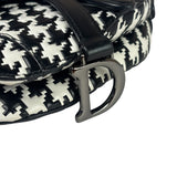 Christian Dior White/Black Leather Houndstooth Micro Saddle Bag