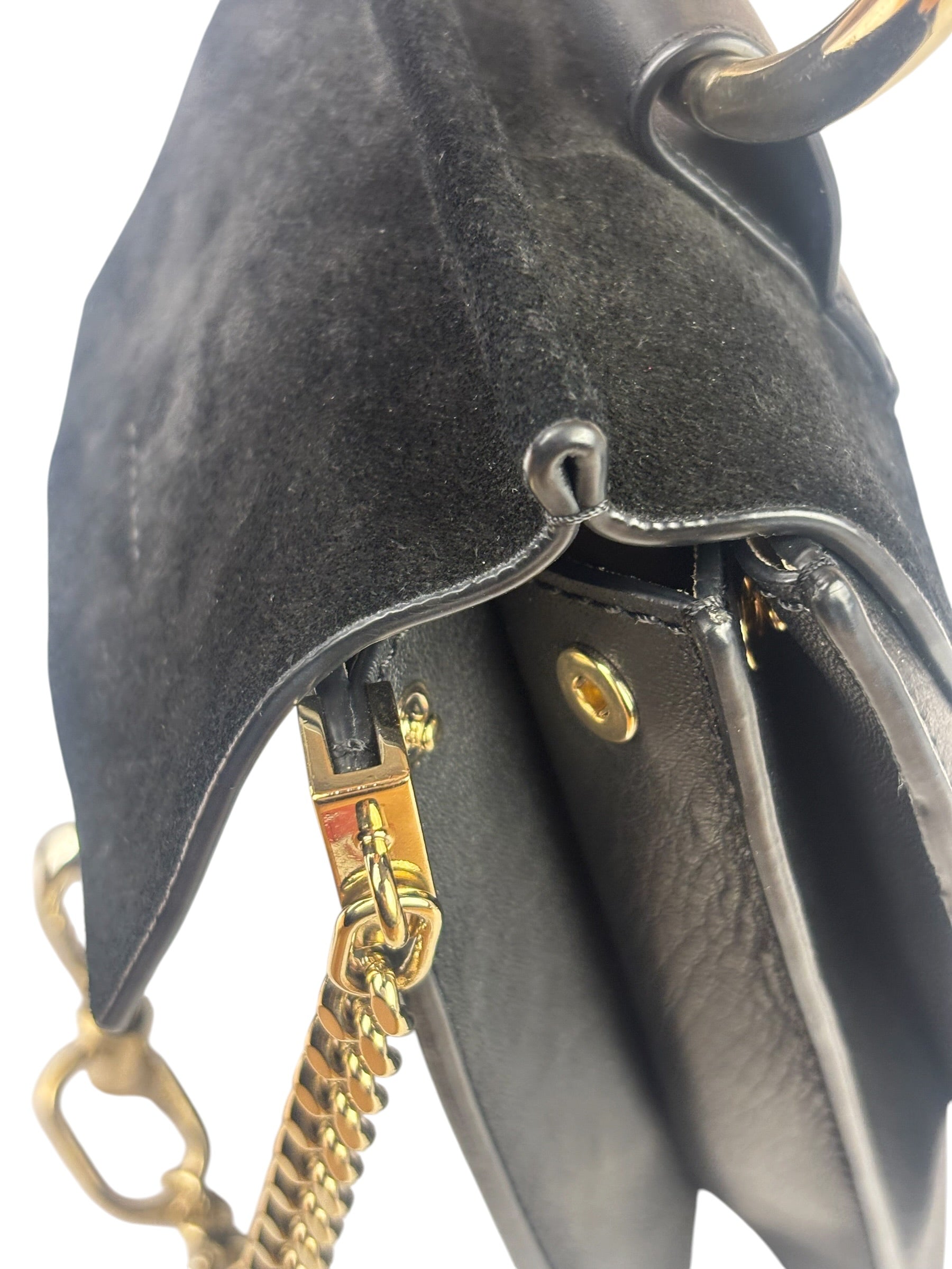 Chloe Black Suede/Leather Faye Bracelet Crossbody Bag